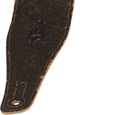 Levy's M17GRD-DBR 2 1/2' cracked leather guitar strap with guitar applique image 4