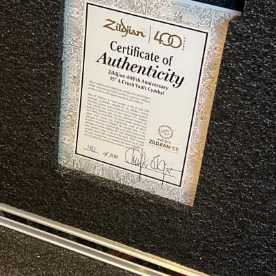 (MINT) Zildjian 400th Anniversary 15” A Crash Vault Cymbal 181 of 200 image 2