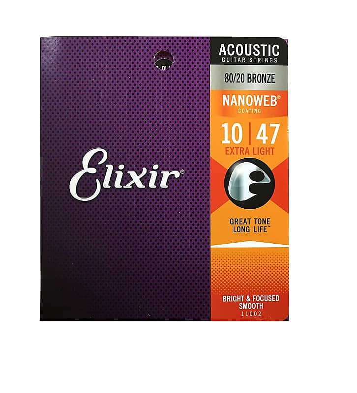 Elixir Guitar Strings  80/20 Bronze Nanoweb Extra Light 10 - 47 image 1