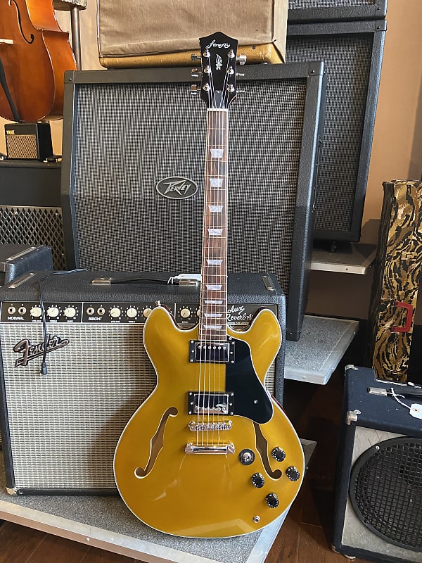 Firefly 338 Goldtop with DeArmond hard shell case | Reverb