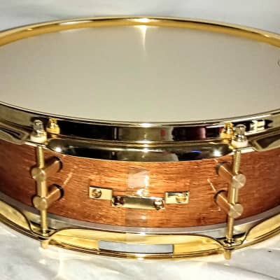 Unmarked ANTIQUE SNARE DRUM SHELL W/ RINGS 14 X 3&15/16"- FREE SHIP TO CUSA! Late 1920's to Early 40's - 1 ply Steambent Mahogany w/ Maple Rings & Bird's Eye Veneer image 6
