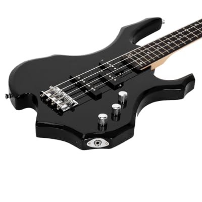 Glarry Burning Fire Electric Bass Guitar Full Size 4 String w/20W Amplifier Black image 3