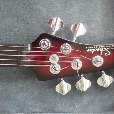Left Handed Lefty LH Schecter Diamond Series California Custom 5 string  Bass Guitar Black Cherry image 7