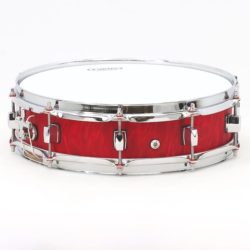 TreeHouse Custom Drums 4x14 Plied Maple Snare Drum with Red Satin Flame Wrap