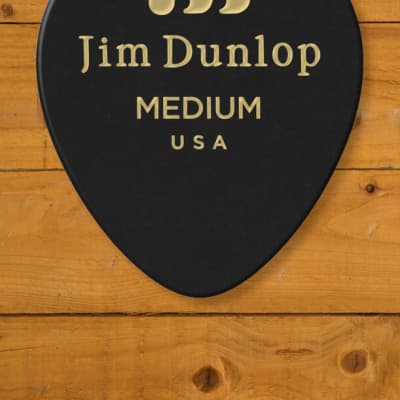 Dunlop 485-03MD | Celluloid Black Teardrop Pick - Medium - 12 Pack image 1