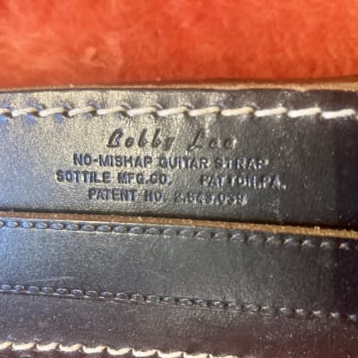 Bobby Lee No-Mishap Guitar Strap 1960's Black Leather image 2