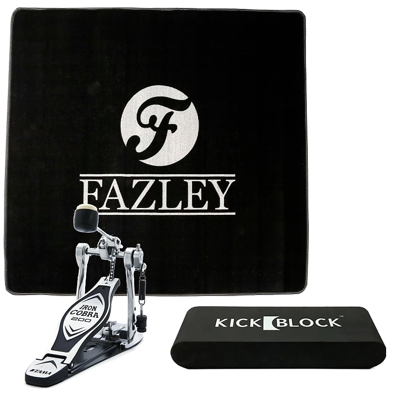KickBlock Bass Drum Anchor with Fazley Logo Drum Mat and Iron Reverb