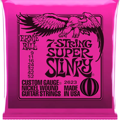 Ernie Ball 7-String Super Slinky Nickel Wound Electric Guitar Strings, 9-52 Gauge (P02623) image 1
