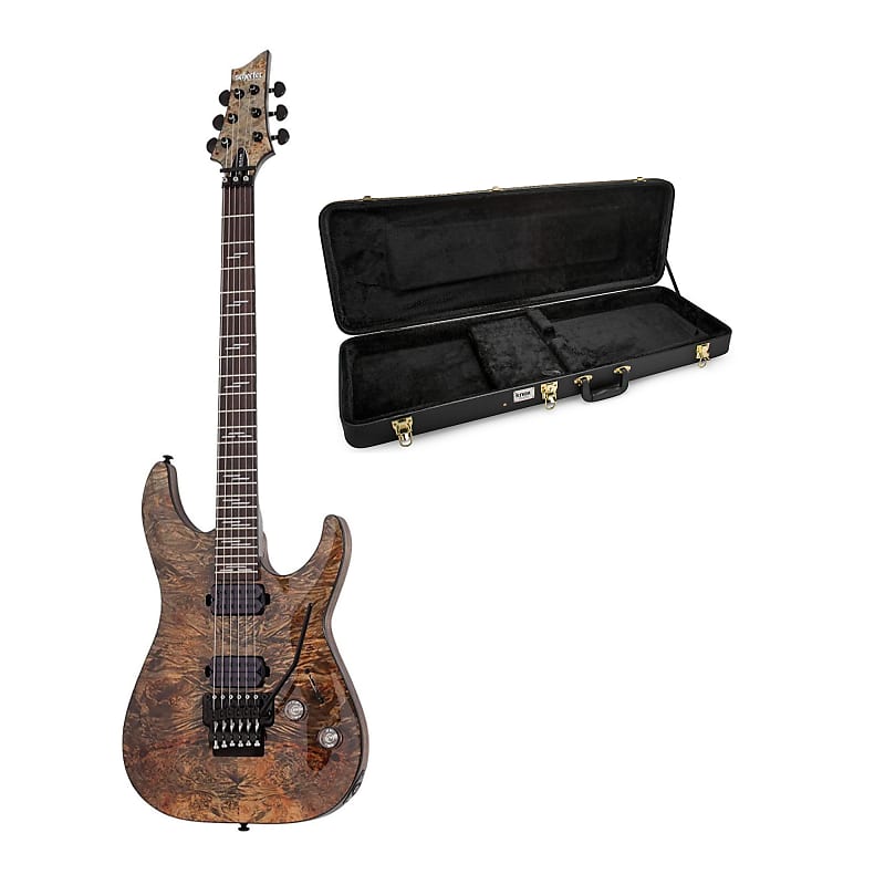 Schecter Omen Elite-6 FR 6 String Electric Guitar (Right-Hand, Black Charcoal) Bundle with Knox Gear Electric Guitar Hard Shell Carrying Case image 1