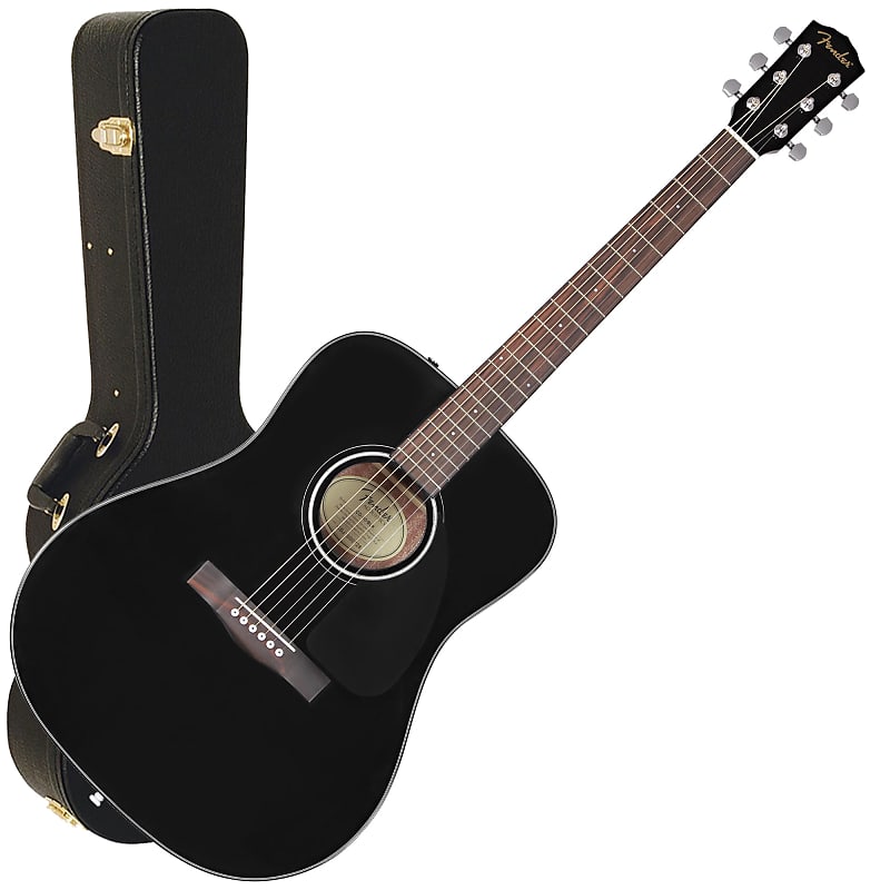 Fender CD-60 Acoustic Guitar - Black w/ Hard Case | Reverb