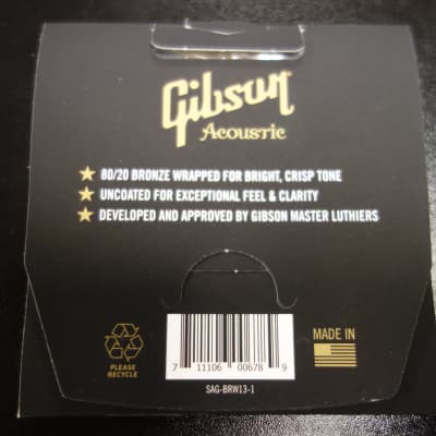 Gibson SAG-BRW13-1 Bronze 80/20 Acoustic Guitar Strings 13-56 image 2