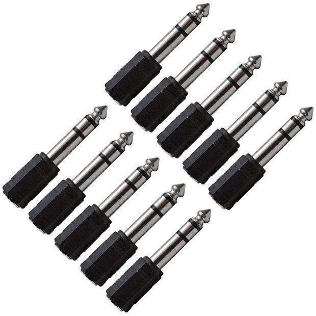 Seismic Audio SAPT101-10PACK 1/8" TRS Female to 1/4" TRS Male Cable Adapters (10-Pack) image 1