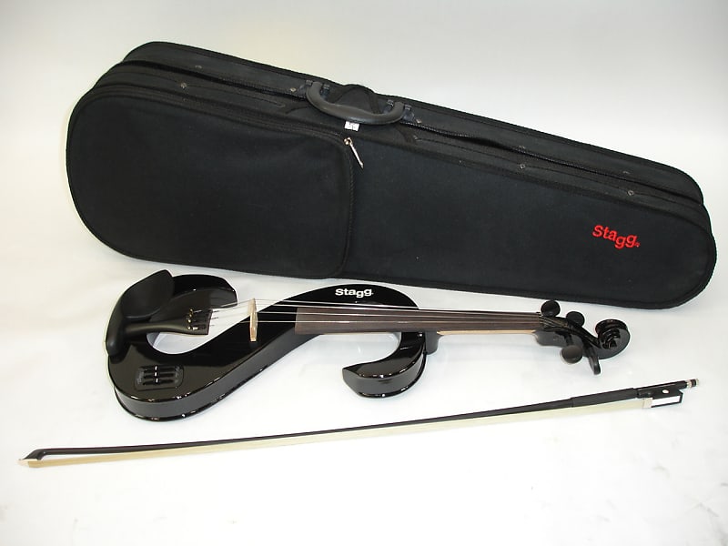 Stagg EVN 4/4 BK Silent Violin Set with Case - Black w/ Case & Bow