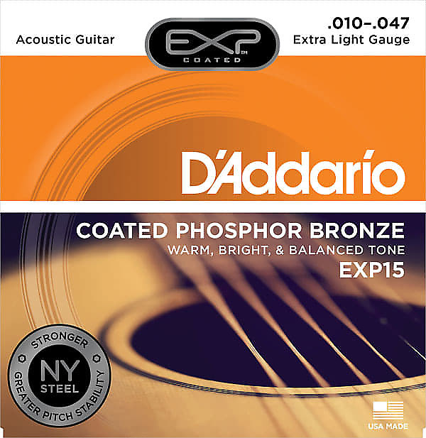 D'Addario EXP15 Coated Extra Light Acoustic Guitar Strings image 1