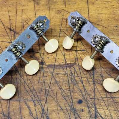 Vintage Very Old Waverly Kluson 3x3 Guitar Tuners Pearloid Buttons Luthier Parts image 1