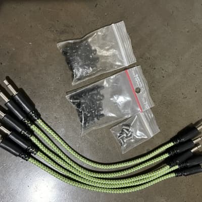 LMNTL - 3.5mm - 6" - Gray + Green Braided - Eurorack Patch Cable - 5 Pack - M3 Black Screws - New image 1