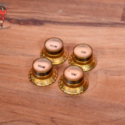 Gibson 1961 Original Gold Top Hat Reflector Knob Set with Pointers 1961 Late 1950's Early 1960's image 6