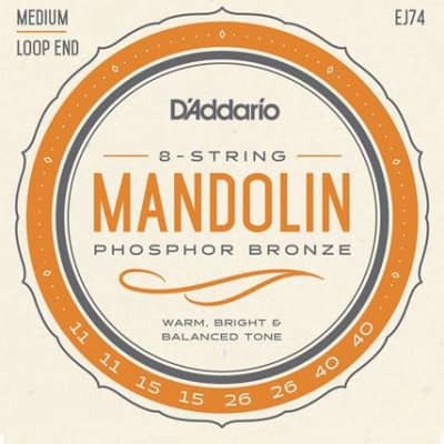 D'Addario 8-String Mandolin Medium Loop End 11-40 Phosphor Bronze Strings EJ74 image 1