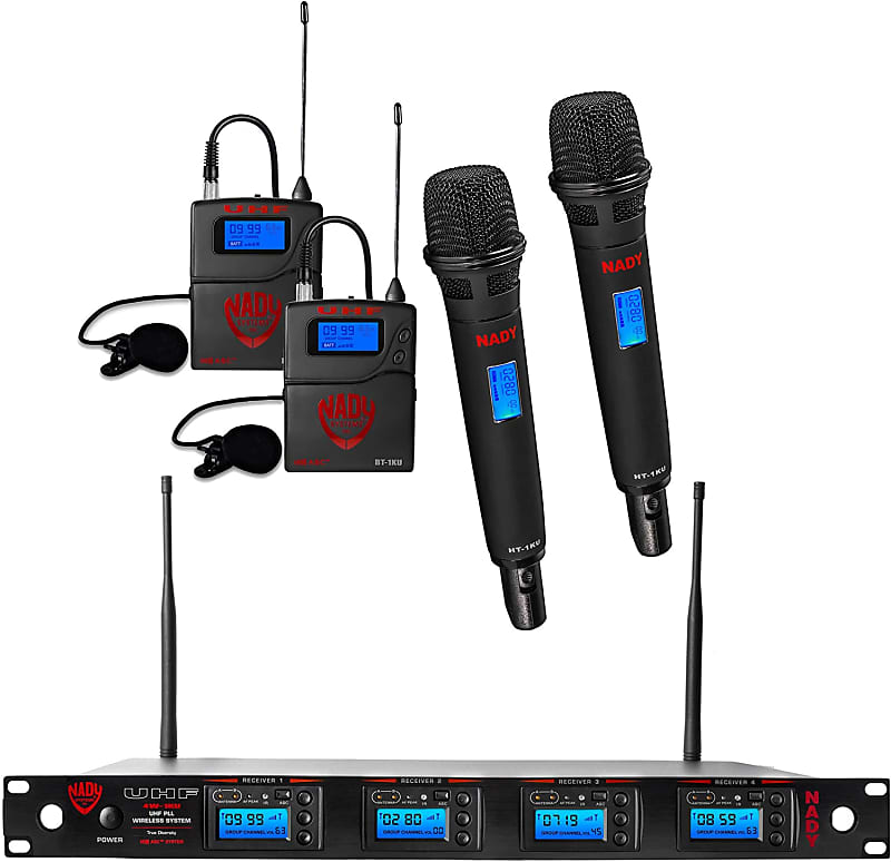 Nady UHF Wireless System w/ 2 Handheld Microphones & 2 Lavalier 1000-Channel image 1