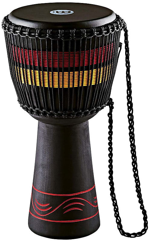 Meinl Percussion ADJ7-L African Style Fire Rhythm Series Rope Tuned 12" Wood Djembe, Black image 1