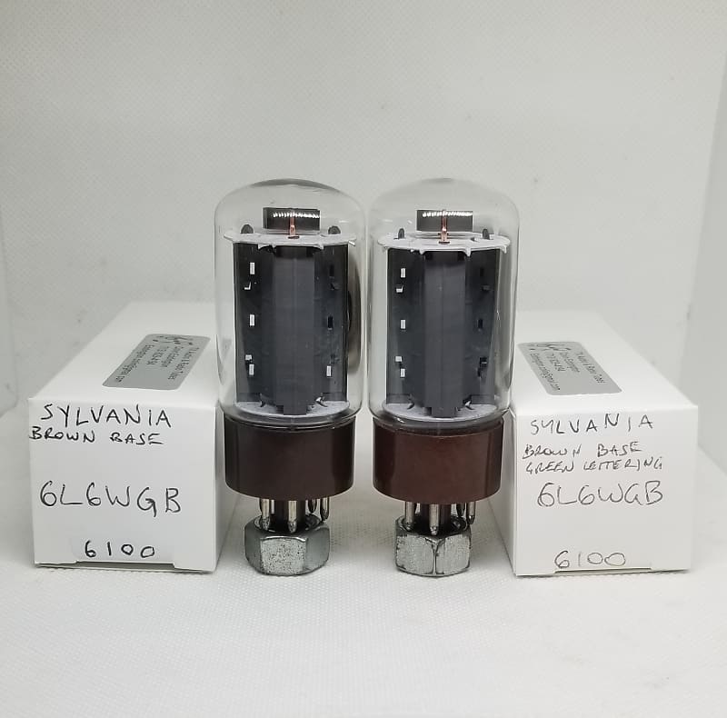 Sylvania 6L6WGB Brown Base Perfectly Matched Pair NOS 5881