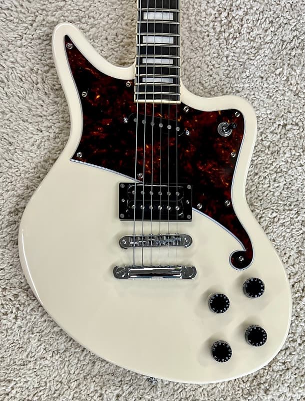 D'Angelico Premier Bedford Solid Body Electric Guitar, Antique White w/Bag image 1