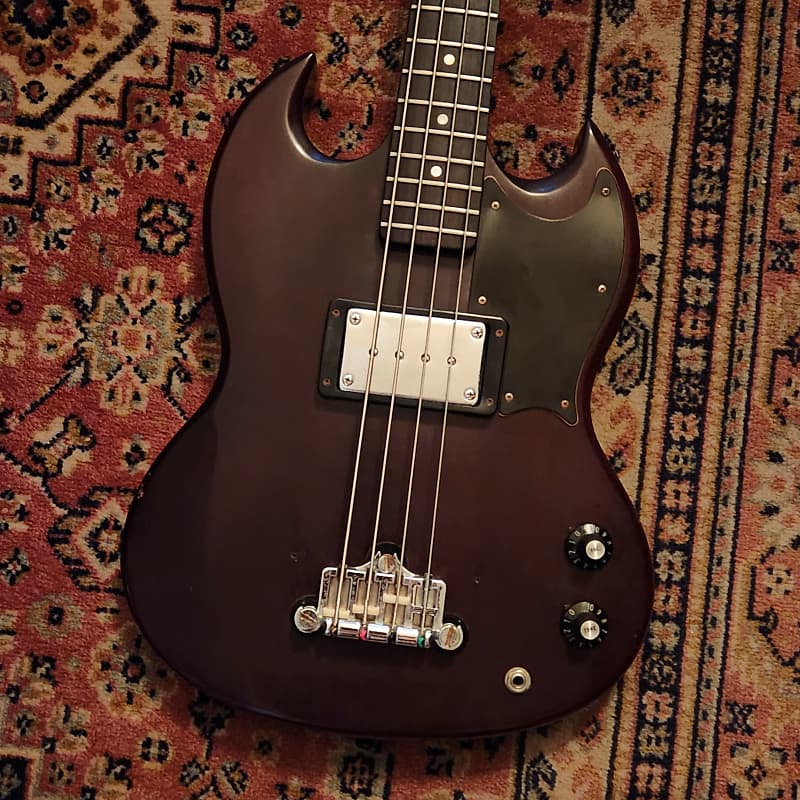 1973 Gibson EB-0 Cherry w/ OHSC | 1970s Gibson Purple Lining Hardshell  Case, SG Bass