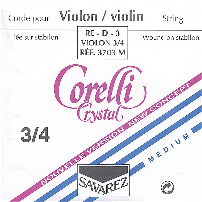 Corelli Corelli Crystal 3/4 Violin D String - Alloy/Stabilon - Medium Gauge image 1