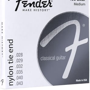 Fender Nylon Acoustic Strings, 100 Clear/Silver, Tie End, Gauges .028-.043, (6) 2016