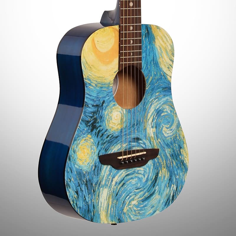 Luna Safari Starry Night Travel Acoustic Guitar (with Gig Bag) image 1