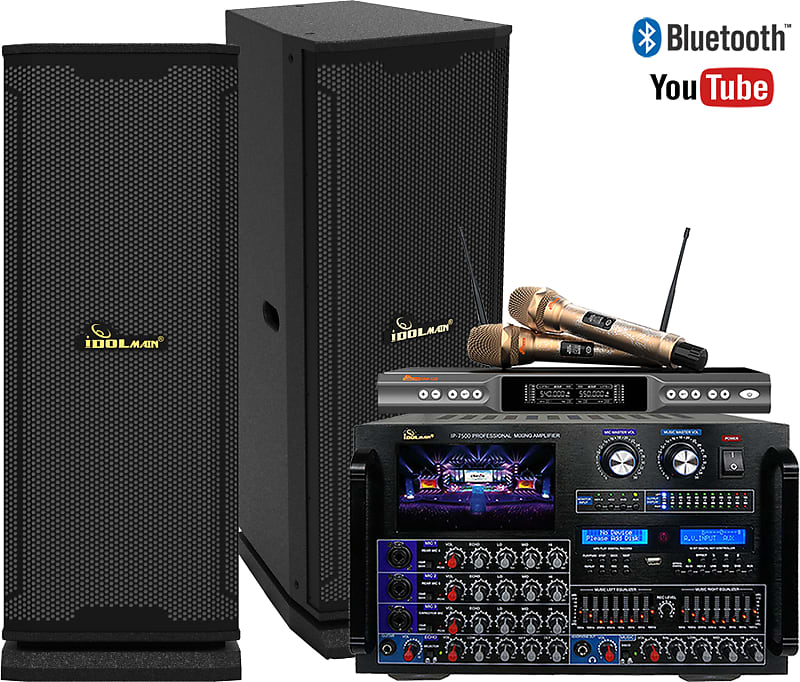 IDOLmain Best Sound System Superior Speakers , 8000W Mixing Amplifier& Dual High-End Wireless Mics image 1