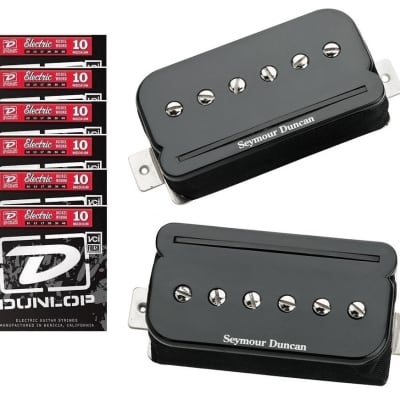 Seymour Duncan P-Rails SHPR-1s Black Pickups Set P 90 Sound in Humbucker Size (6 DUNLOP STRING SETS)