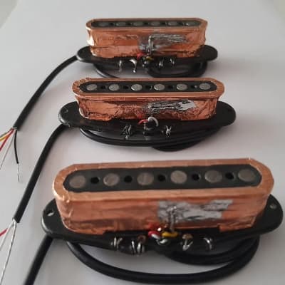 Handmade prewired SSS NEODYMIUM Stacked coils PU's Strat pickguard with HB split on N&B, volume TR BL and mid PU cutoff switch image 3