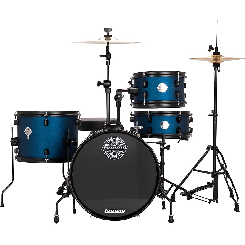 Ludwig Pocket Kit Complete 4Piece Beginners Drum Set Blue Reverb