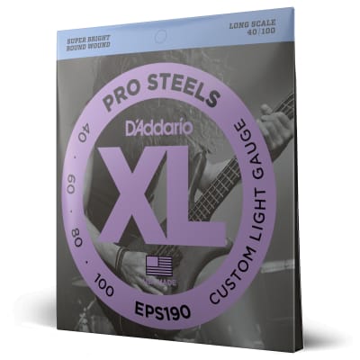 D'Addario EPS190 ProSteels Bass Guitar Strings, Custom Light, 40-100, Long Scale image 1
