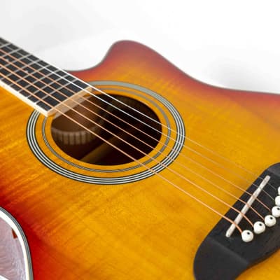 Oscar Schmidt OA10CE Mini Auditorium Acoustic-Electric Guitar - Spalted Maple w/ Gig Bag image 7