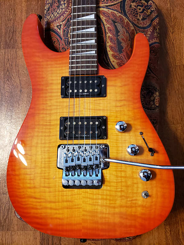 Jackson guitar Rare mid boost 1996 Flame maple orange sun Reverb