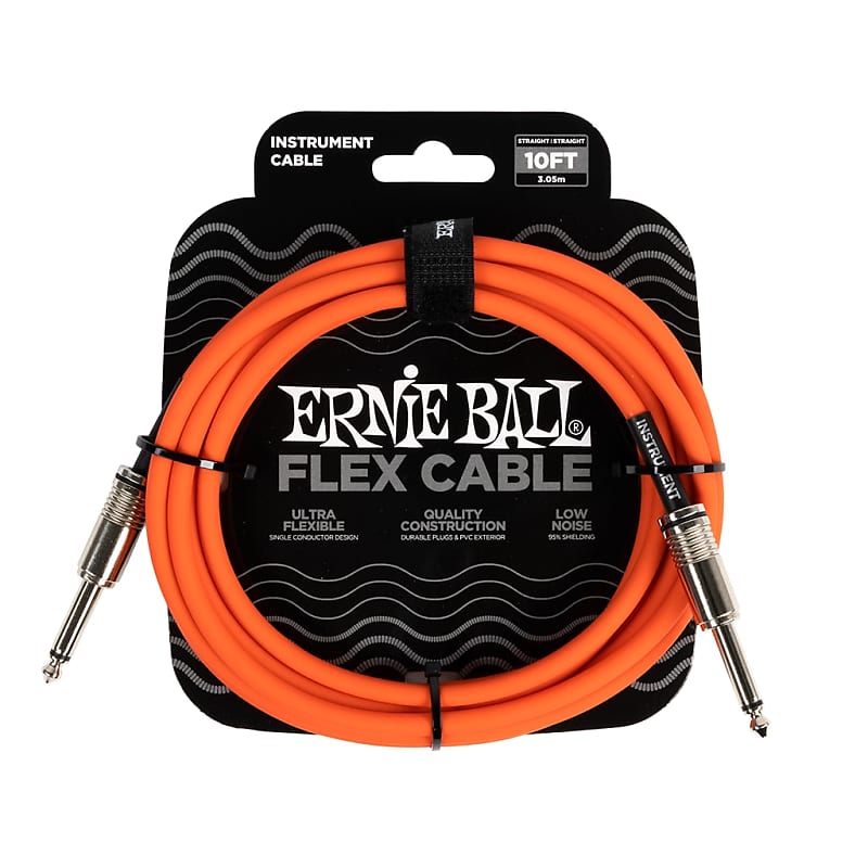 Ernie Ball Flex Instrument Cable 10ft - Orange image 1