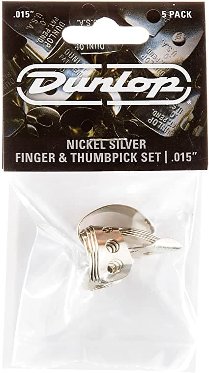 Dunlop 33P015 Nickel Silver .015mm Finger/Thumbpicks (5-Pack) image 1