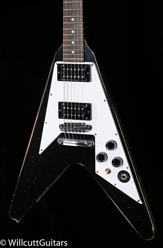 Gibson Custom Shop Kirk Hammett 1979 Flying V Ebony Murphy Lab Replica Aged Chrome Ebony (021) image 1