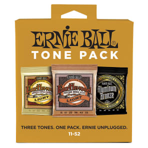 Ernie Ball 3314 Tone Pack Acoustic Guitar Strings Triple Variety Pack - Light (11-52)