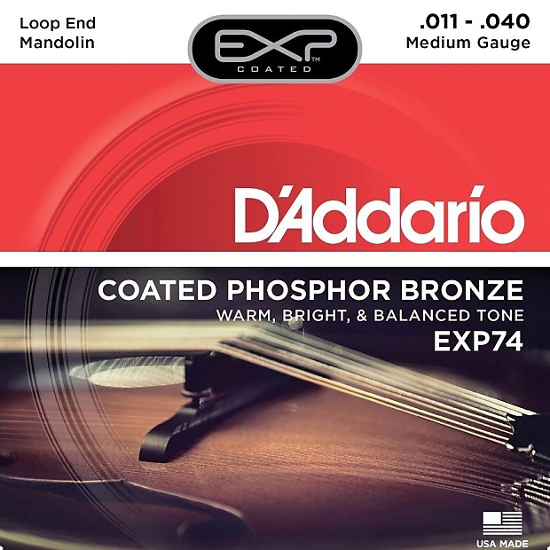 D'Addario EXP74 Coated Phosphor Bronze Mandolin Strings Medium 11-40 image 1