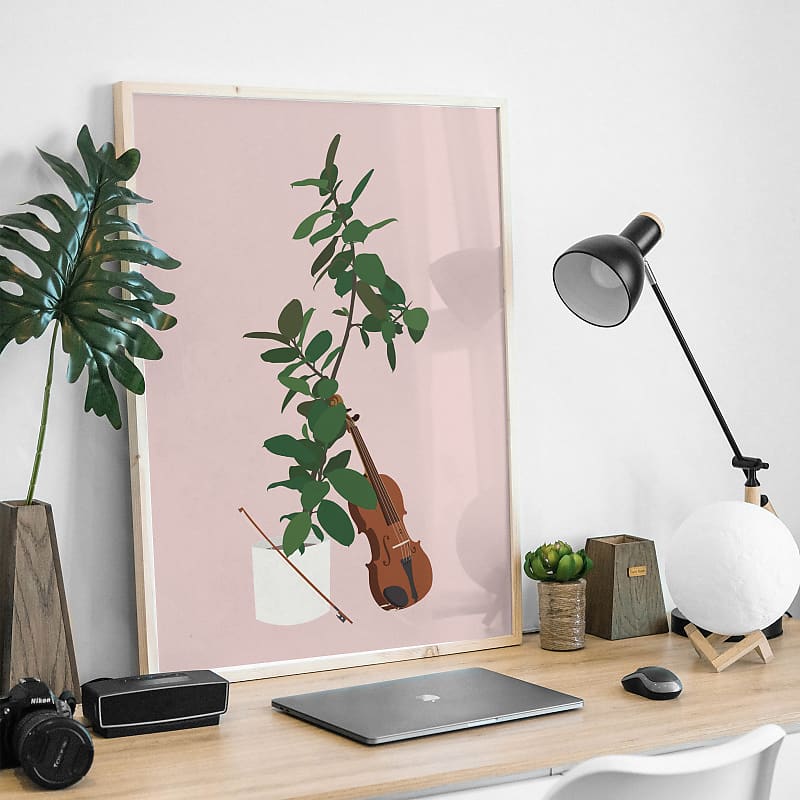 Violin Houseplant Print Classical Art, Music Studio Reverb UK