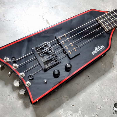 RARE: Phantom Guitarworks HBBR-BR Batmobile Surf Stick Electric Bass (1980s, Black/Red) image 2