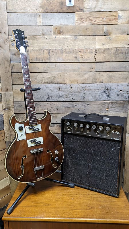 Norma EG673-2HR Teisco  Hollowbody Vintage MIJ Electric Guitar w/ Matching Amp image 1