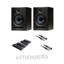 Presonus Eris E5 High-Definition 2-way 5.25' Near Field Studio Monitoring Speaker (Pair) with 2 AxcessAbles TRS14-XLR115M Audio Cables and Auralex MoPAD - Monitor Isolation Pads for Pair of Speakers