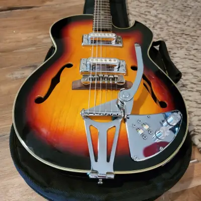 Vintage Kawai Telestar Electric Guitar 1960s, 70s Japan Sunburst RARE Model 14" Bout Thin Body image 4