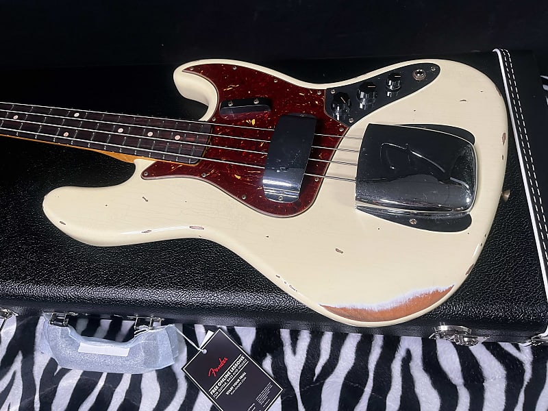 OPEN BOX 2023 Fender Custom Shop 64 Jazz Bass Heavy Relic - Vintage White -  Authorized Dealer 9.3 lbs In Stock Ready to Ship! SKU# G00347 - SAVE!