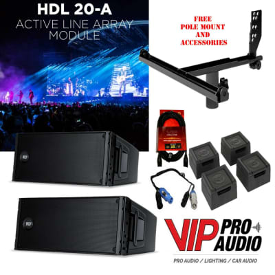 2x RCF HDL20-A BEST Active Line Array Module 1400W w/ Pole Mount & Amp Covers image 1