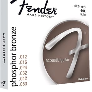 Fender Phosphor Bronze Acoustic Guitar Strings, Ball End, 60L .012-.053 Gauges, (6) 2016